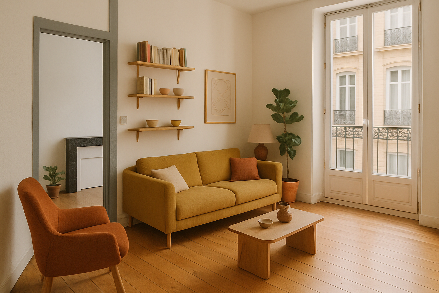 Vue du salon après rénovation
